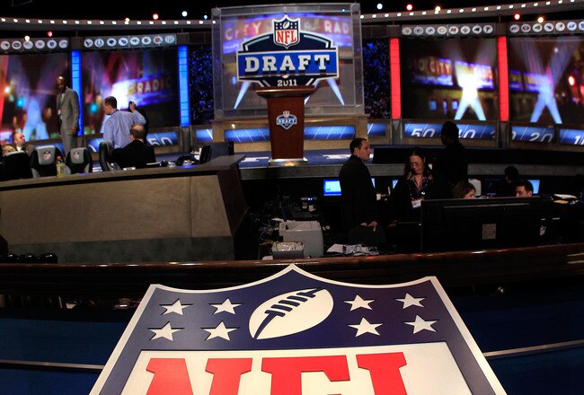 NEW YORK, NY - APRIL 28:  A general view of the Draft stage during the 2011 NFL Draft at Radio City Music Hall on April 28, 2011 in New York City.  (Photo by Chris Trotman/Getty Images)