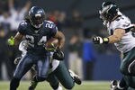 SEATTLE, WA - DECEMBER 1:  Marshawn Lynch #24 of the Seattle Seahawks runs against the Philadelphia Eagles at CenturyLink Field December 1, 2011 in Seattle, Washington. Seattle won 31-14. (Photo by Jay Drowns/Getty Images)