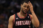 DALLAS, TX - APRIL 25:  (L-R) Brandon Roy #7 and Rudy Fernandez #5 of the Portland Trail Blazers in Game Five of the Western Conference Quarterfinals during the 2011 NBA Playoffs on April 25, 2011 at American Airlines Center in Dallas, Texas.  NOTE TO USER: User expressly acknowledges and agrees that, by downloading and or using this photograph, User is consenting to the terms and conditions of the Getty Images License Agreement.  (Photo by Ronald Martinez/Getty Images)