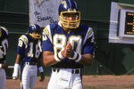 SAN DIEGO -1986: Kellen Winslow #80 of the San Diego Chargers walks into the stadium before a 1986 NFL season game at Jack Murphy Stadium in San Diego, California. (Photo by: Stephen Dunn/Getty Images)