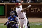 ST LOUIS, MO - OCTOBER 28: Albert Pujols #5 of the St. Louis Cardinals strikes out in the seventh inning during Game Seven of the MLB World Series against the Texas Rangers at Busch Stadium on October 28, 2011 in St Louis, Missouri.  (Photo by Rob Carr/Getty Images)