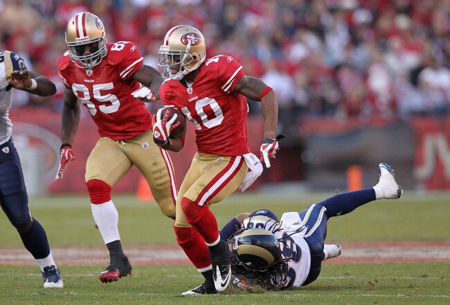 SAN FRANCISCO, CA - DECEMBER 04:  Kyle Williams #10 of the San Francisco 49ers in action against the St. Louis Rams at Candlestick Park on December 4, 2011 in San Francisco, California.  (Photo by Ezra Shaw/Getty Images)