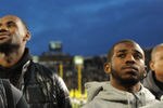EUGENE, OR - NOVEMBER 19: (L-R) Dwyane Wade, LeBron James and Chris Paul look on the sidelines before the game between the Oregon Ducks and the USC Trojans at Autzen Stadium on November 19, 2011 in Eugene, Oregon. (Photo by Steve Dykes/Getty Images)