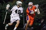 UNIONDALE, NY - AUGUST 13:  Matt Danowski #40 of the Long Island Lizards in action against Kyle Rubisch #8 of the Hamilton Nationals during their Major League Lacrosse game on August 13, 2011 at Shuart Stadium in Uniondale, New York.  (Photo by Jim McIsaac/Getty Images)