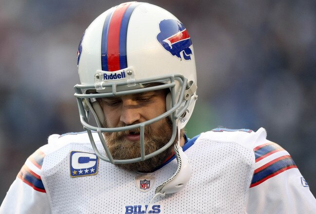 SAN DIEGO, CA - DECEMBER 11:  Ryan Fitzpatrick #14 of the Buffalo Bills walks off the field after throwing an interception against the San Diego Chargers during their NFL Game on December 11, 2011 at Qualcomm Stadium in San Diego, California. (Photo by Donald Miralle/Getty Images)