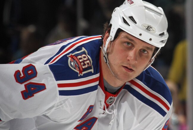 UNIONDALE, NY - DECEMBER 02:  Derek Boogaard #94 of the New York Rangers skates against the New York Islanders at the Nassau Coliseum on December 2, 2010 in Uniondale, New York.  (Photo by Bruce Bennett/Getty Images)
