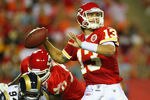 KANSAS CITY, MO - AUGUST 26: Ricky Stanzi #13 of the Kansas City Chiefs looks to pass against the St. Louis Rams during a preseason game at Arrowhead Stadium  on August 26, 2011 in Kansas City, Missouri.  The Rams beat the Chiefs 14-10.  (Photo by Dilip Vishwanat/Getty Images)
