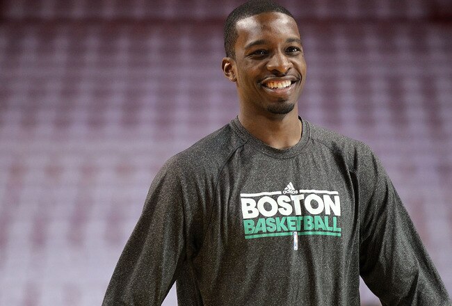 MIAMI, FL - MAY 11: Jeff Green #8 of the Boston Celtics warms up before Game Five of the Eastern Conference Semifinals of the 2011 NBA Playoffs against the Miami Heat at American Airlines Arena on May 11, 2011 in Miami, Florida. NOTE TO USER: User expressly acknowledges and agrees that, by downloading and/or using this Photograph, User is consenting to the terms and conditions of the Getty Images License Agreement.  (Photo by Mike Ehrmann/Getty Images)