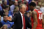 LAWRENCE, KS - DECEMBER 10:  Head coach Thad Matta of the Ohio State Buckeyes talks with William Buford #44 during the game against the Kansas Jayhawks on December 10, 2011 at Allen Fieldhouse in Lawrence, Kansas.  (Photo by Jamie Squire/Getty Images)