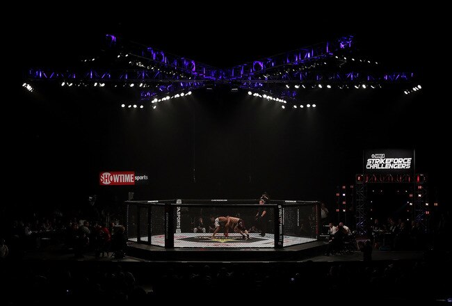 PHOENIX - AUGUST 13:  Jason Richey (L) squares off against Edmund Xehili (R) in the Strikeforce Challengers Undercard bout at Dodge Theater on August 13, 2010 in Phoenix, Arizona.  (Photo by Christian Petersen/Getty Images)