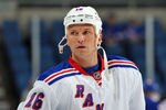 UNIONDALE, NY - NOVEMBER 15: Sean Avery #16 of the New York Rangers looks on during warmups prior to the game against the New York Islanders at Nassau Coliseum on November 15, 2011 in Uniondale, New York. (Photo by Christopher Pasatieri/Getty Images)