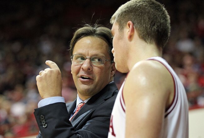 BLOOMINGTON, IN - DECEMBER 04:  Tom Crean the head coach of the Indiana Hoosiers gives instructions to Jordan Hulls #1 during the game against the Stetson Hatters at Assembly Hall on December 4, 2011 in Bloomington, Indiana.  Indiana won 84-50.  (Photo by Andy Lyons/Getty Images)