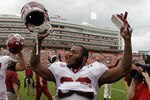 COLLEGE PARK, MD - SEPTEMBER 24: Running back Bernard Pierce #30 of the Temple Owls celebrates after the Owls defeated the Maryland Terrapins 38-7 at Byrd Stadium on September 24, 2011 in College Park, Maryland.  (Photo by Rob Carr/Getty Images)