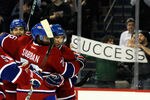 MONTREAL, CANADA - DECEMBER 15:  Erik Cole #72 of the Montreal Canadiens celebrates his second period goal with team mate P.K. Subban #76 during the NHL game against the Philadelphia Flyers at the Bell Centre on December 15, 2011 in Montreal, Quebec, Canada.  The Canadiens defeated the Islanders 5-3.  (Photo by Richard Wolowicz/Getty Images)