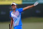 DUBAI, UNITED ARAB EMIRATES - DECEMBER 17:  Alexis Thompson of the USA celebrates after birdieing the par 5, 18th hole to secure her four shot victory during the fourth round of the 2011 Omega Dubai Ladies Masters on the Majilis Course at the Emirates Golf Club on December 17, 2011 in Dubai, United Arab Emirates.  (Photo by David Cannon/Getty Images)