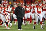 KANSAS CITY, MO - NOVEMBER 27:  Defensive coordinator Romeo Crennel of the Kansas City Chiefs watches players warm up prior to the game against the Pittsburgh Steelers on November 27, 2011 at Arrowhead Stadium in Kansas City, Missouri.  (Photo by Jamie Squire/Getty Images)