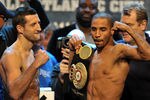 ATLANTIC CITY, NJ - DECEMBER 16: Carl Froch and Andre Ward pose after weigh-in for the SHOWTIME Super Six World Boxing Classic Final at Circus Max Theater on December 16, 2011 in Atlantic City, New Jersey. (Photo by Drew Hallowell/Getty Images)