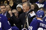 BOSTON, MA - DECEMBER 03:  Head coach Ron Wilson of the Toronto Maple Leafs talks with his players during a time out in the third period against the Boston Bruins on December 3, 2011 at TD Garden in Boston, Massachusetts. The Boston Bruins defeated the Toronto Maple Leafs 4-1.  (Photo by Elsa/Getty Images)