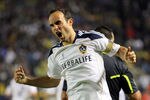 CARSON, CA - NOVEMBER 20:  Landon Donovan #10 of the Los Angeles Galaxy jubilates after scoring the eventual game-winning goal against the Houston Dynamo in the second half during 2011 MLS Cup at The Home Depot Center on November 20, 2011 in Carson, California. The Galaxy defeated the Dynamo 1-0 to win the MLS Cup.  (Photo by Victor Decolongon/Getty Images)