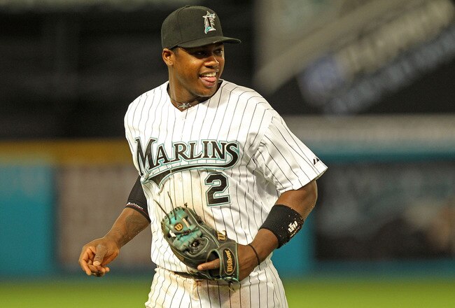 MIAMI GARDENS, FL - APRIL 21:  Hanley Ramirez #2 of the Florida Marlins laughs as he jogs off the field during a game against the Pittsburgh Pirates at Sun Life Stadium on April 21, 2011 in Miami Gardens, Florida.  (Photo by Mike Ehrmann/Getty Images)