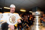 VANCOUVER, BC - JUNE 15:  Tomas Kaberle #12 of the Boston Bruins celebrates in the locker room after defeating the Vancouver Canucks in Game Seven of the 2011 NHL Stanley Cup Final at Rogers Arena on June 15, 2011 in Vancouver, British Columbia, Canada. The Boston Bruins defeated the Vancouver Canucks 4 to 0.  (Photo by Harry How/Getty Images)
