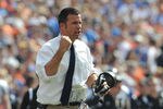 GAINESVILLE, FL - NOVEMBER 21: Coacg Mario Cristobal of the Florida International University Golden Panthers directs play against the Florida Gators, November 21, 2009 at Ben Hill Griffin Stadium in Gainesville, Florida.  (Photo by Al Messerschmidt/Getty Images)