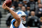 OAKLAND, CA - DECEMBER 18: Matthew Stafford #9 of the Detroit Lions throws a pass against the Oakland Raiders at O.co Coliseum on December 18, 2011 in Oakland, California.  (Photo by Thearon W. Henderson/Getty Images)