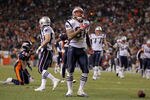 DENVER, CO - DECEMBER 18:  Tight end Aaron Hernandez #81 of the New England Patriots celebrates after a play against the Denver Broncos at Sports Authority Field at Mile High on December 18, 2011 in Denver, Colorado.  (Photo by Doug Pensinger/Getty Images)
