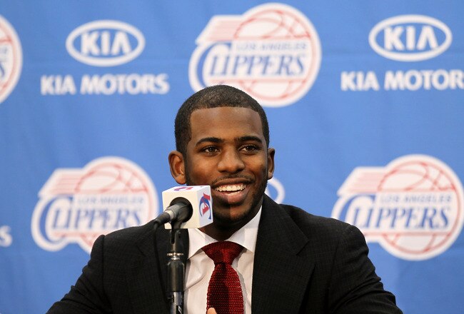 PLAYA VISTA, CA - DECEMBER 15:  Chris Paul speaks at a press conference introducing him as a member of the Los Angeles Clippers on December 15, 2011 at the Los Angeles Clippers Training Center in Playa Vista, California.  (Photo by Stephen Dunn/Getty Images)