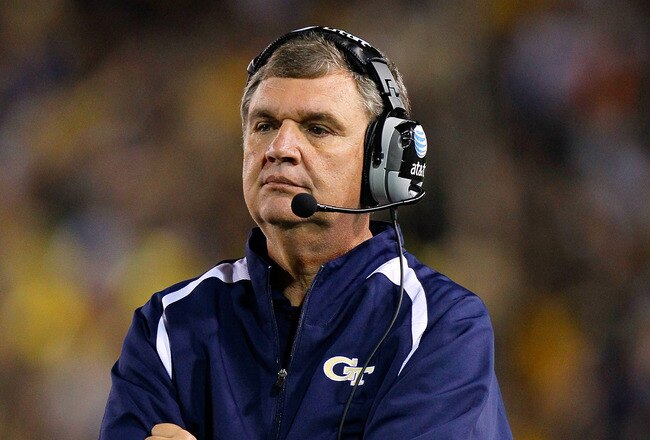 ATLANTA, GA - OCTOBER 29:  Head coach Paul Johnson of the Georgia Tech Yellow Jackets against the Clemson Tigers at Bobby Dodd Stadium on October 29, 2011 in Atlanta, Georgia.  (Photo by Kevin C. Cox/Getty Images)