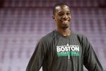 MIAMI, FL - MAY 11: Jeff Green #8 of the Boston Celtics warms up before Game Five of the Eastern Conference Semifinals of the 2011 NBA Playoffs against the Miami Heat at American Airlines Arena on May 11, 2011 in Miami, Florida. NOTE TO USER: User expressly acknowledges and agrees that, by downloading and/or using this Photograph, User is consenting to the terms and conditions of the Getty Images License Agreement.  (Photo by Mike Ehrmann/Getty Images)