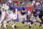EAST RUTHERFORD, NJ - AUGUST 29:  Eli Manning #10 of the New York Giants in action against the New York Jets during their pre season game on August 29, 2011 at MetLife Stadium in East Rutherford, New Jersey.  (Photo by Jim McIsaac/Getty Images)