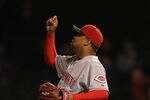 CHICAGO, IL - SEPTEMBER 06:  Francisco Cordero #48 of the Cincinnati Reds celebrates a win against the Chicago Cubs at Wrigley Field on September 6, 2011 in Chicago, Illinois. The Reds defeated the Cubs 4-2 in 13 innings.  (Photo by Jonathan Daniel/Getty Images)