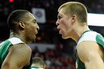 LAS VEGAS, NV - JANUARY 19:  Greg Smith (L) #44 and Pierce Hornung #4 of the Colorado State Rams celebrate late in the team's 78-63 victory over the UNLV Rebels at the Thomas & Mack Center January 19, 2011 in Las Vegas, Nevada.  (Photo by Ethan Miller/Getty Images)
