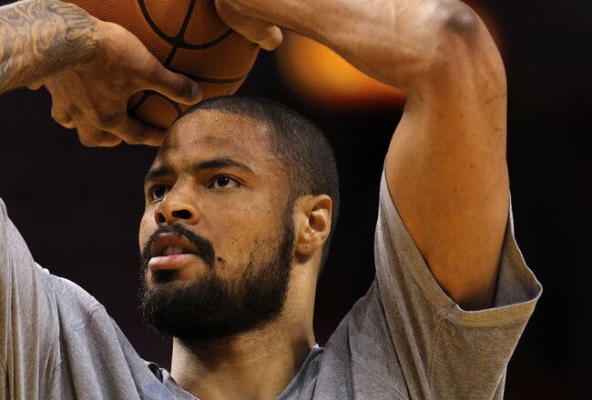 MIAMI, FL - JUNE 12:  Tyson Chandler #6 of the Dallas Mavericks warms up against the Miami Heat in Game Six of the 2011 NBA Finals at American Airlines Arena on June 12, 2011 in Miami, Florida. NOTE TO USER: User expressly acknowledges and agrees that, by downloading and/or using this Photograph, user is consenting to the terms and conditions of the Getty Images License Agreement.  (Photo by Ronald Martinez/Getty Images)