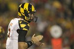 COLLEGE PARK, MD - SEPTEMBER 05: Quarterback Danny O'Brien #5 of the Maryland Terrapins lines up against the Miami Hurricanes at Byrd Stadium on September 5, 2011 in College Park, Maryland.  (Photo by Rob Carr/Getty Images)