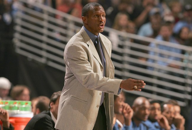 DENVER - NOVEMBER 3:  Head coach Dwane Casey of the Minnesota Timberwolves calls a play from the sidelines during the game against the Denver Nuggets at Pepsi Center on November 3, 2006 in Denver, Colorado.  The Timberwolves won 112-109.   NOTE TO USER: User expressly acknowledges and agrees that, by downloading and/or using this Photograph, user is consenting to the terms and conditions of the Getty Images License Agreement.  (Photo by Doug Pensinger/Getty Images)