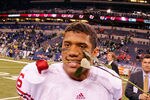 INDIANAPOLIS, IN - DECEMBER 03:  Russell Wilson #16 of the Wisconsin Badgers celebrates after they won 42-39 against the Michigan State Spartans during the Big 10 Conference Championship Game at Lucas Oil Stadium on December 3, 2011 in Indianapolis, Indiana.  (Photo by Gregory Shamus/Getty Images)