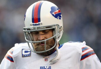 SAN DIEGO, CA - DECEMBER 11:  Ryan Fitzpatrick #14 of the Buffalo Bills walks off the field after throwing an interception against the San Diego Chargers during their NFL Game on December 11, 2011 at Qualcomm Stadium in San Diego, California. (Photo by Donald Miralle/Getty Images)