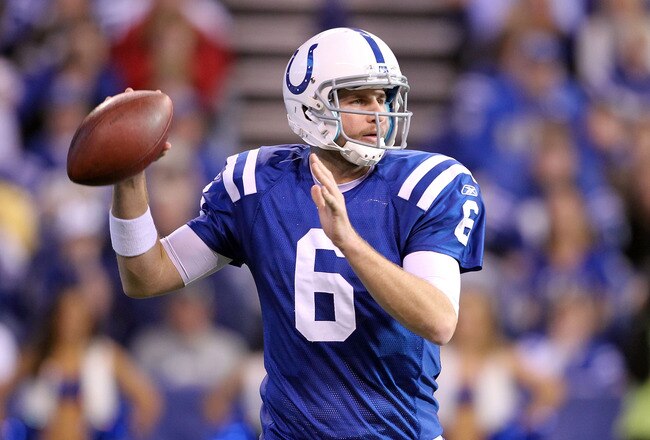 INDIANAPOLIS, IN - DECEMBER 18:  Dan Orlovsky #6 of the Indianapolis Colts throws the ball during Colts 27-13 win over the Tennessee Titans in the NFL game at Lucas Oil Stadium on December 18, 2011 in Indianapolis, Indiana.  (Photo by Andy Lyons/Getty Images)