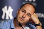 NEW YORK, NY - JULY 08:  General manager Brian Cashman of the New York Yankees speaks to the media after the game against the Tampa Bay Rays was postponed due to rain on July 8, 2011 at Yankee Stadium in the Bronx borough of New York City.  (Photo by Jim McIsaac/Getty Images)