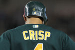 NEW YORK, NY - AUGUST 24:  Coco Crisp #4 of the Oakland Athletics against the New York Yankees on August 24, 2011 at Yankee Stadium in the Bronx borough of New York City.  (Photo by Nick Laham/Getty Images)