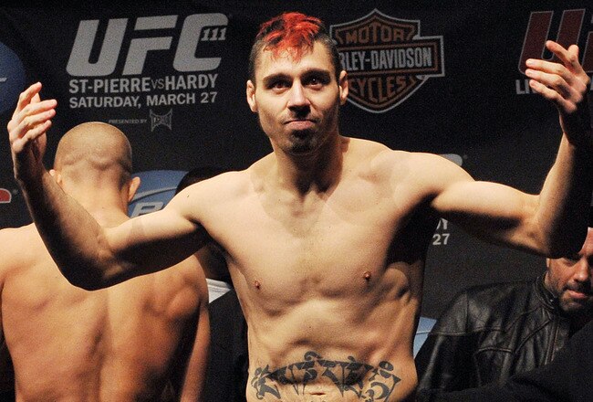 NEWARK, NJ - MARCH 26:  UFC fighter Dan Hardy (pictured) weighs in for his fight against UFC fighter Georges St-Pierre for their Championship Welterweight fight at UFC 111: St-Pierre vs. Hardy Weigh-In on March 26, 2010 in Newark, New Jersey.  (Photo by Jon Kopaloff/Getty Images)