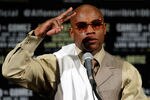 LAS VEGAS, NV - SEPTEMBER 17:  Floyd Mayweather Jr. fights back tears during the post-fight news conference after his fourth round knockout of Victor Ortiz in their WBC welterweight title fight at the MGM Grand Garden Arena on September 17, 2011 in Las Vegas, Nevada.  (Photo by Ethan Miller/Getty Images)