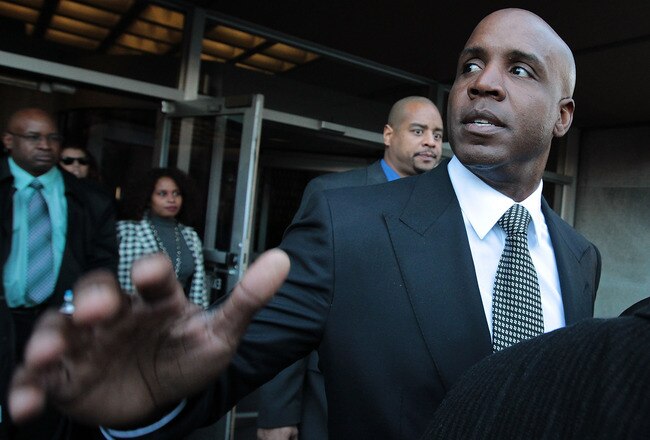 SAN FRANCISCO, CA - DECEMBER 16:  Former Major League Baseball player Barry Bonds leaves federal court following a sentencing hearing on December 16, 2011 in San Francisco, California.  Bonds was sentenced to 30 days of home confinement and two years probation after a jury found Barry Bonds guilty on one count of obstruction of justice and was a hung jury on three counts of perjury for lying to a grand jury about his use of performance enhancing drugs.  (Photo by Justin Sullivan/Getty Images)