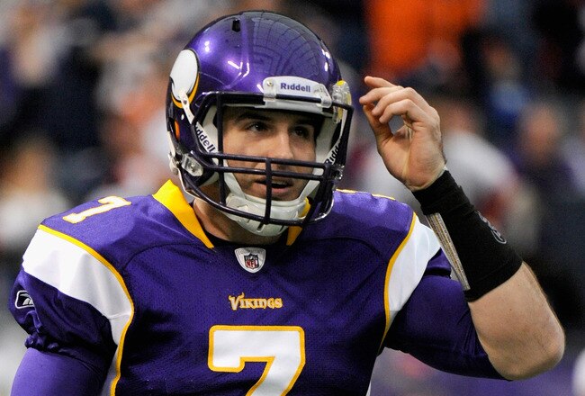 MINNEAPOLIS, MN - DECEMBER 4: Christian Ponder #7 of the Minnesota Vikings reacts to throwing an interception for a Denver Broncos touchdown in the first quarter on December 4, 2011 at Mall of America Field at the Hubert H. Humphrey Metrodome in Minneapolis, Minnesota. (Photo by Hannah Foslien/Getty Images)