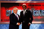 NEWARK, NJ - JUNE 23:  Kyrie Irving (R) from Duke greets NBA Commissioner David Stern after he was selected number one overall by the Cleveland Cavaliers in the first round during the 2011 NBA Draft at the Prudential Center on June 23, 2011 in Newark, New Jersey.  NOTE TO USER: User expressly acknowledges and agrees that, by downloading and/or using this Photograph, user is consenting to the terms and conditions of the Getty Images License Agreement.  (Photo by Mike Stobe/Getty Images)