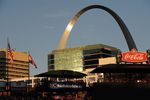 ST. LOUIS - OCTOBER 10: An interior view of Busch Stadium and the St. Louis Gateway Arch during Game Three of the NLDS during the 2009 MLB Playoffs between the St. Louis Cardinals and the Los Angeles Dodgers on October 10, 2009 in St. Louis, Missouri. (Photo by Ronald Martinez/Getty Images)