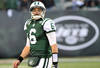 EAST RUTHERFORD, NJ - DECEMBER 24: Mark Sanchez #6 of the New York Jets reacts to the game action during the second half against the New York Giants on December 24, 2011 at MetLife Stadium in East Rutherford, New Jersey. (Photo by Christopher Pasatieri/Getty Images)