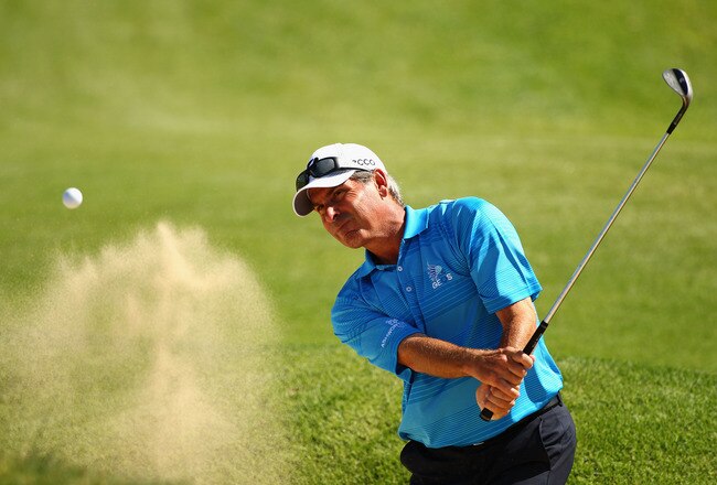 SYDNEY, AUSTRALIA - NOVEMBER 11: Fred Couples of the USA hits his bunker shot on the 11th Hole during day two of the 2011 Emirates Australian Open at The Lakes Golf Club on November 11, 2011 in Sydney, Australia.  (Photo by Ryan Pierse/Getty Images)